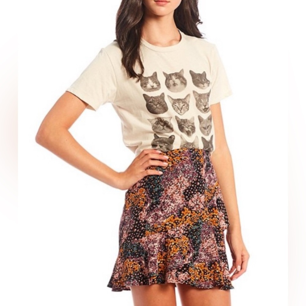 Originality Floral Ruffle Mini Skirt